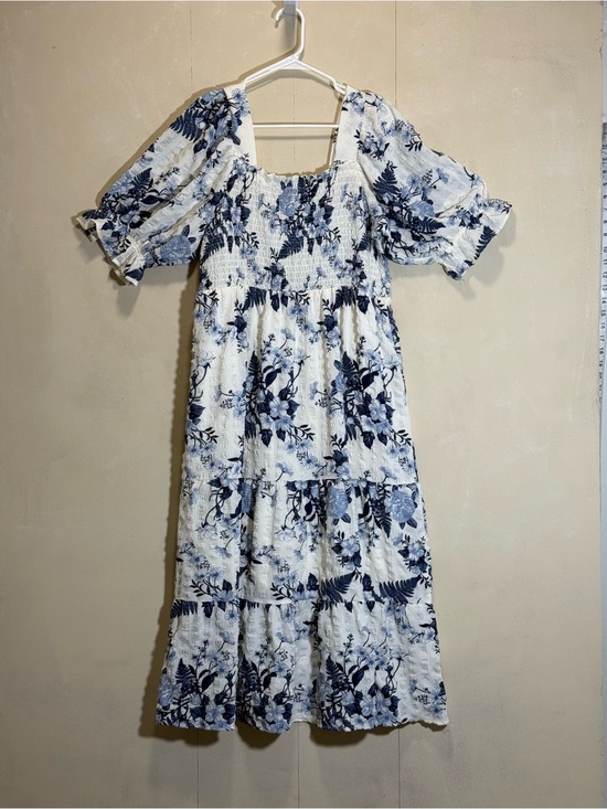 Wallpapher Dresses & Skirts - Wallpapher Blue Floral Tiered Smocked Midi Maxi Dress Women Sz L NWT
